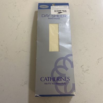 Catherines Pantyhose Day Sheer & Ultra Hosiery Ribbed Panty Linen Size E