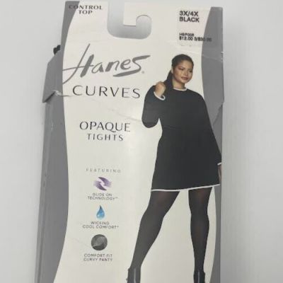 Hanes Curves Control Top Opaque Tights Comfort Fit Curvy panty 60 denier all day