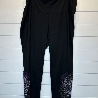 Chicos 4 Leggings Embroidered Size 20 22 Black Purple Gray Stretch Pants Zenergy