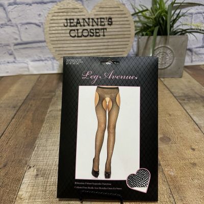Leg Avenue Rhinestone Fishnet Suspender Pantyhose  One Size New
