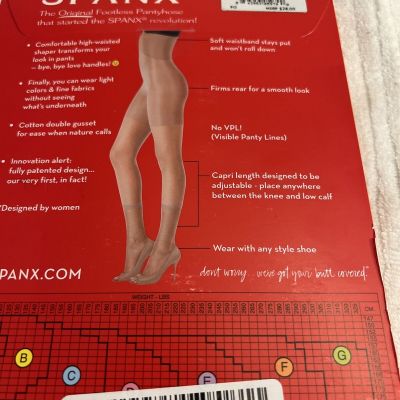 Spanx High Waisted Footless Pantyhose Power Capri Size C Shade Nude No Pantyline