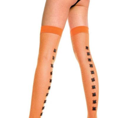 NEW sexy MUSIC LEGS fishnet NET spider BACK seam HALLOWEEN thigh HIGHS stockings