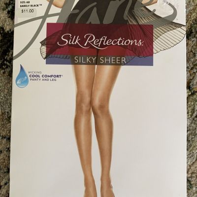 Hanes Silk Reflections Silky Sheer Wicking Reinforced Toe 716 AB Barely Black