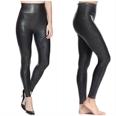 Spanx Faux Leather Legging Black Shiny Perf Cond 2437 #2 Size S Small 2-4