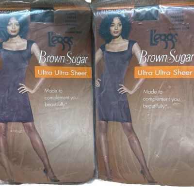 2 Leggs Brown Sugar Size L Ultra Ultra  Sheer Grande Coffee Cafe Queen Size NEW!