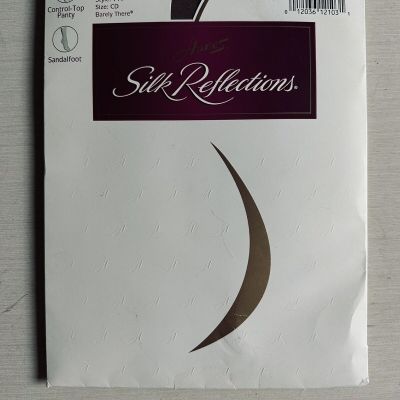 Hanes Pantyhose Silk Reflections Control Top Size CD Barely There Sandalfoot NEW