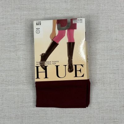Hue Womens Super Opaque With Control Top Tights Sangria Size 2