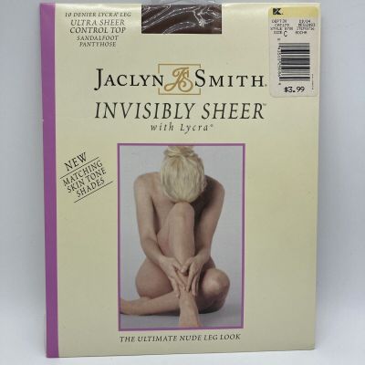 NOS JACLYN Smith Invisibly Ultra Sheer Control Top Pantyhose Mocha Size C K-Mart