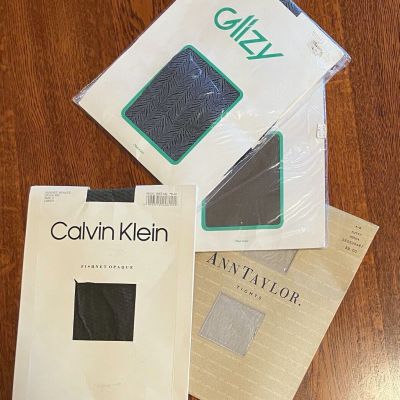 VTG Calvin Klein Box Fishnet Pantyhose Style 823 Size 2 NEW + 3 Additional Pairs
