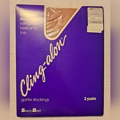 Sears Best Cling-alon garter stockings. Sandstone color, Shapely size