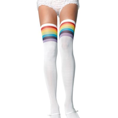 Brand New Over The Rainbow Opaque Thigh High Stockings Leg Avenue 6612