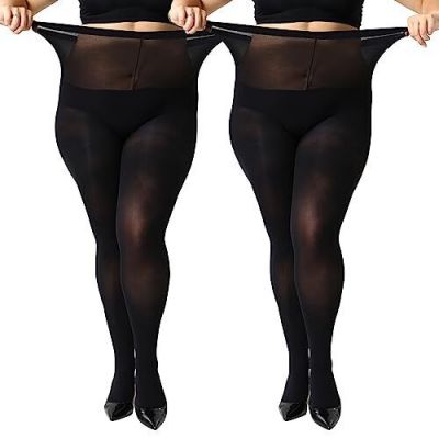 Yilanmy Women's Plus Size Queen Tights Opaque Control Top Pantyhose High Wais...
