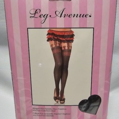 Marquee Pantyhose Design Sheer Tights with faux Garter belt Leg Avenue O/S NWT