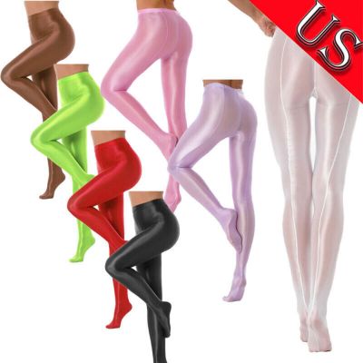 US Women Satin Glossy Opaque Pantyhose Stockings Shiny Fitness High Waist Tight