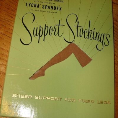 Vintage sheer support for tired legs stockings seamless superior control 8.5 / 9