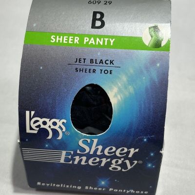Leggs Sheer Energy Sheer Panty & Toe, Pantyhose Size B Jet Black 609 29 new