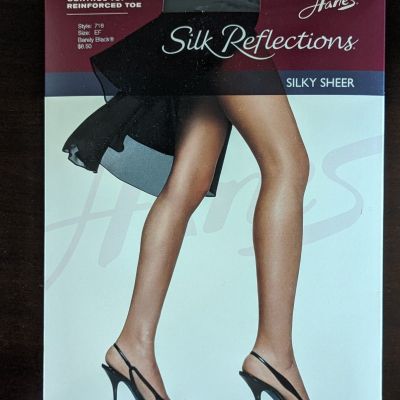 Hanes Silk Reflections Silky Sheer Panty Hose Control Top EF Barely Black