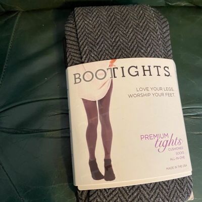Bootights Boot Tights Pantyhose Control Top Jet/Heather Herringbone Size A