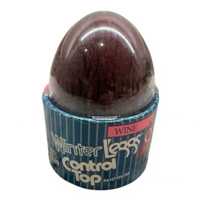 Vintage Winter L’eggs Egg Control Top Ribbed Opaque Pantyhose Wine Size Q