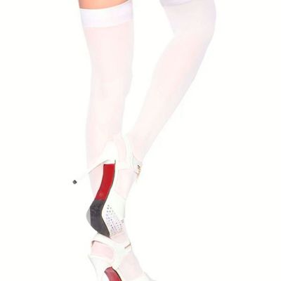 Plus Size Thigh Highs Stay Up Nylon Opaque Black or White Stockings Womens Queen