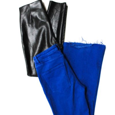 Zara Womens Shiny Faux Leather Leggings Flare Jeans Size 4 Small Lot 2