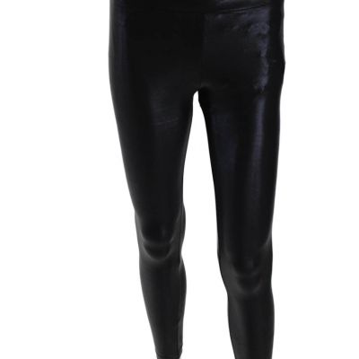 K Women's High Waist Full Length Shiny Athletic  Leggings Silver Size S