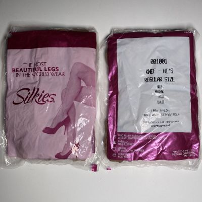 NWT SILKIES Knee Hi’s Highs NUDE NATURAL 001001 Pantyhose Hose One Size Regular