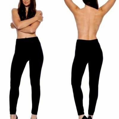 Black Lined Leggings Skinny Lined Winter Fitted Bodycon Comfy One Size S M L XL