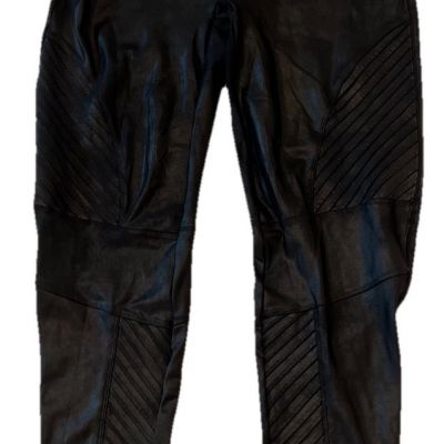 SPANX Faux Leather Moto High Waist Pull On Leggings Women's Black 2XL