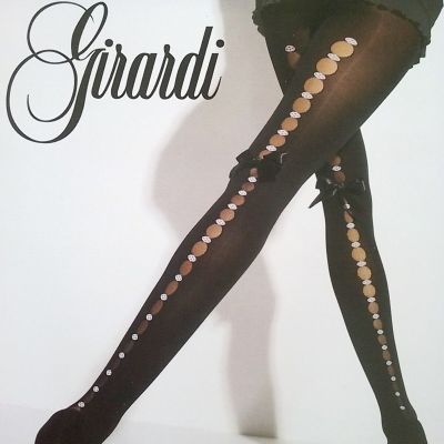 New Girardi Parisienne Fashion Tights Sexy Design Black Pantyhose Size L