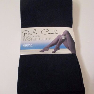 1 Pair PAOLA CONTI Fleece Lined Footed Black M-L Tights