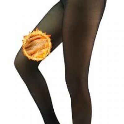 Fleece Lined Tights Sheer Women Winter Fake Translucent Warm Small-Medium Black