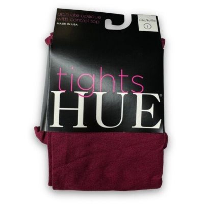 HUE Scarlet Red Ultimate Opaque Control Top Tights Womens Size 1 U3271 New