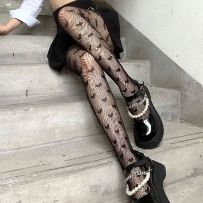 Club Stockings Thin Dressing Up Summer Sexy Heart Pattern Mesh Pantyhose Elastic