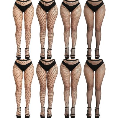 Buauty 8 PCS Black Fishnet Stockings For Women Thigh Hight Fishnet Tights Lad...