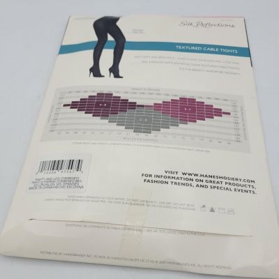 NEW- Hanes Silk Reflections Control Top Textured Cable Tights Size AB /BLACK