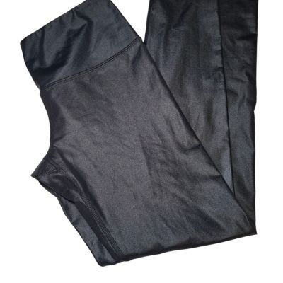 Noli Yoga Black  Liquid Shine Gloss  Leggings Ankle Crop  Size Mediu Shiny Pants