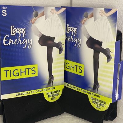 2 LEGGS Energy GRADUATED COMPRESSION Tights, BLACK Small