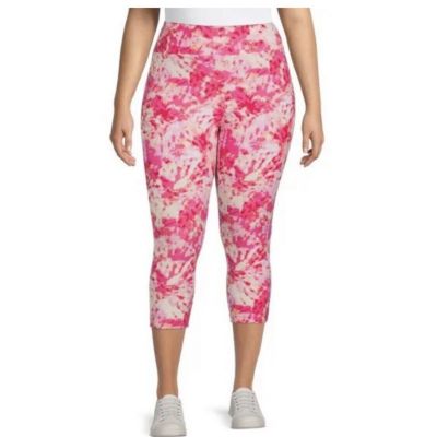 TERRA & SKY Capri Leggings Size 2X 20W-22W Womens High Rise Tie Dye Pinks New