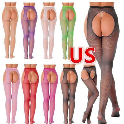 US Women's Mesh Garter Belt Pantyhose Stockings Hollow Out High Waist Tights