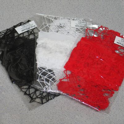 SEXY LACE TOP FENCE NET FISHNET THIGH HI STOCKINGS BLACK WHITE RED - 3 for 10.99