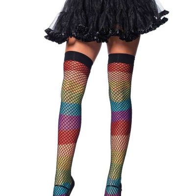 Brand New Rainbow Fishnet Thigh High Stockings Leg Avenue 9994