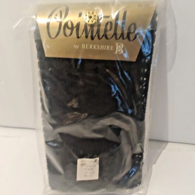New Vtg Berkshire pointelle stockings large 10 - 11 1/2  black