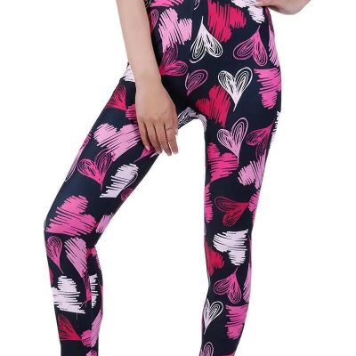 Fashion Women Heart Floral Print High Waist Slim Fit Stretch Sports Leggings New
