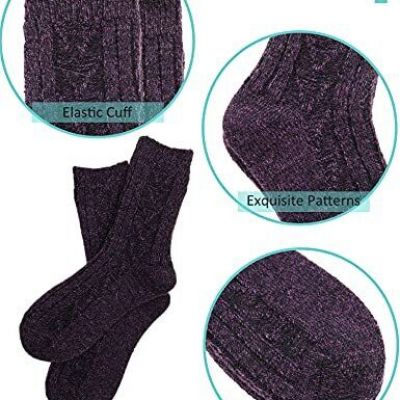 EBMORE Wool Socks for Women Hiking Boot Warm Knit Cozy Winter Crew Duty Work Sof