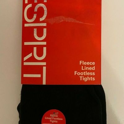 New Esprit Fleece Lined Footless Tights Black Womens Size XL Winter Warm X Large