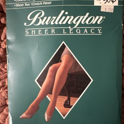 NOS Burlington Sheer Legacy tummy & hip control pantyhose Ex Long black T18