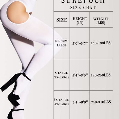 SUREPOCH Suspender Tights for Women Plus Size Garter Belt White Control Top P...