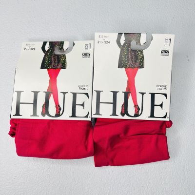 NEW HUE Tulip Opaque Tights Non-Control Top Size 1- 2 Pair Pack