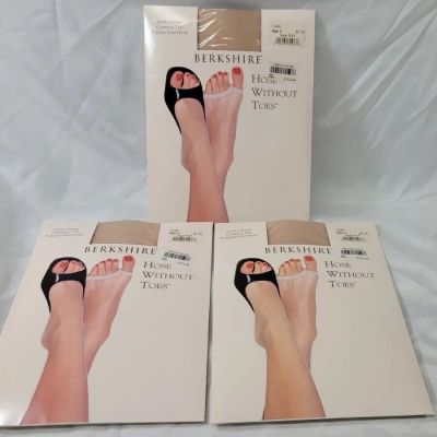 Berkshire Hose Without Toes Plus Sz 3 Nude Sheer Control Top Toeless Pantyhose